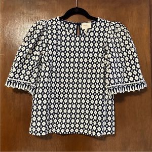 Sézane Navy and White Blouse Size FR 38/US 6